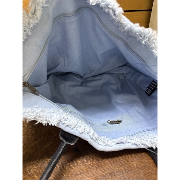 Vintage Addiction “Wonderful World” Canvas Tote Bag Frayed Trim Approx 17″x14″ - Picture 4 of 4